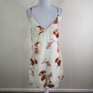 Honey Belle Vintage Y2K Cream Floral Slip Dress Nylon/Rayon Size Medium